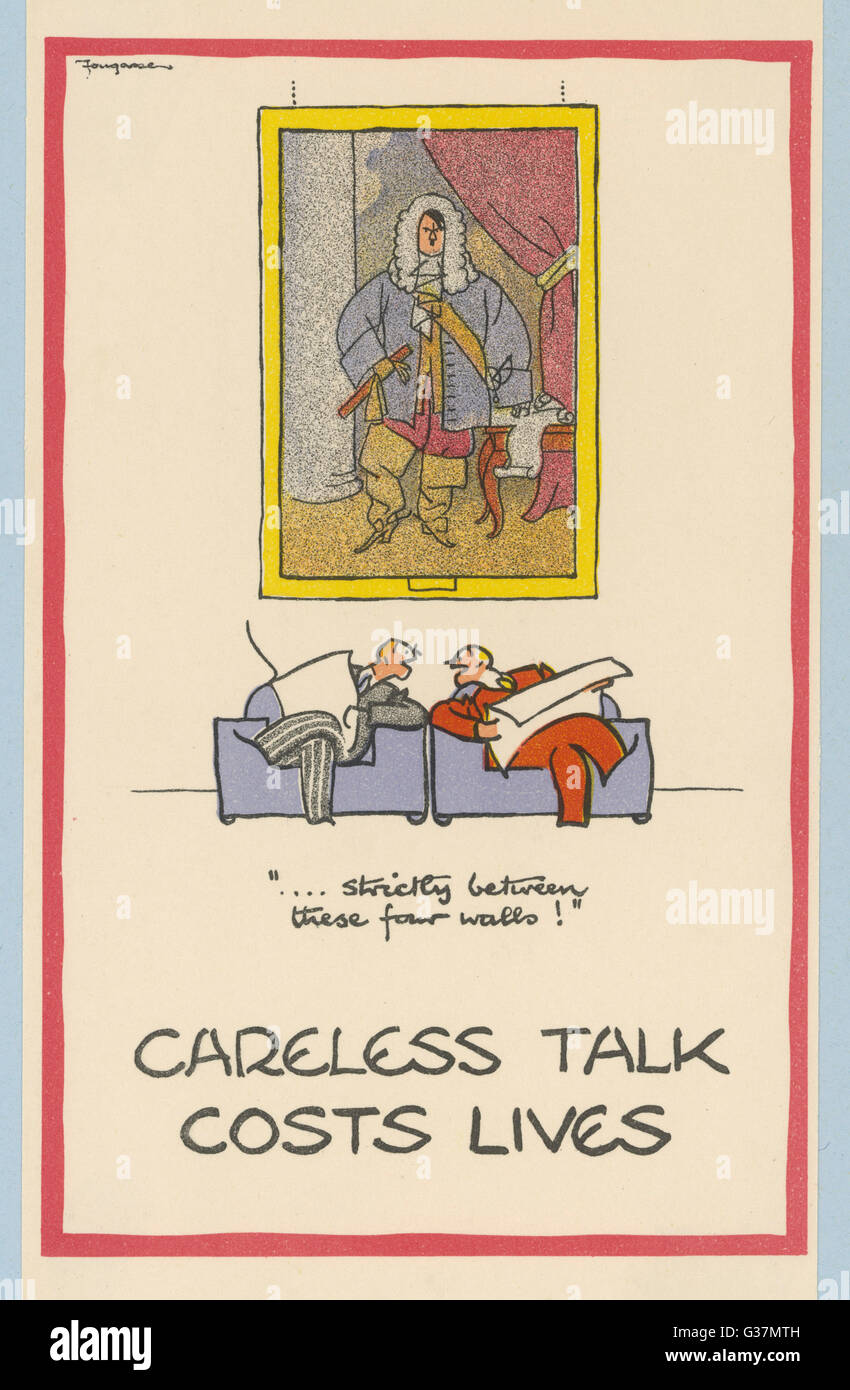 Careless Talk Costs Lives:  '...strictly between  these four walls'      Date: 1940 Stock Photo