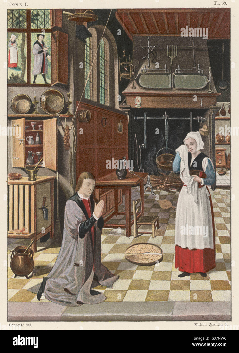 A Flemish kitchen          Date: 16th century Stock Photo