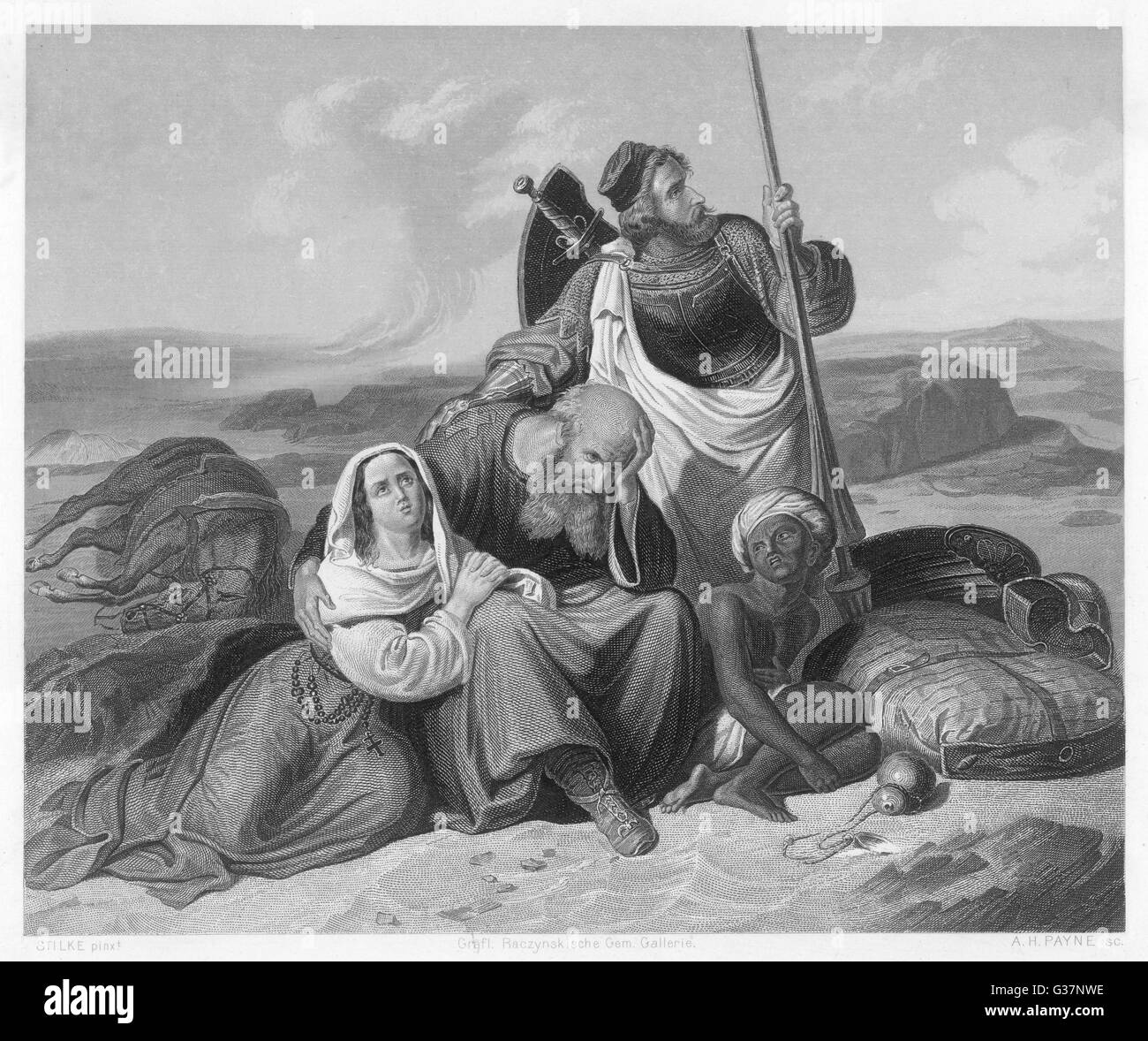 Pilgrims in Despair on the Way to the Holy Land Stock Photo