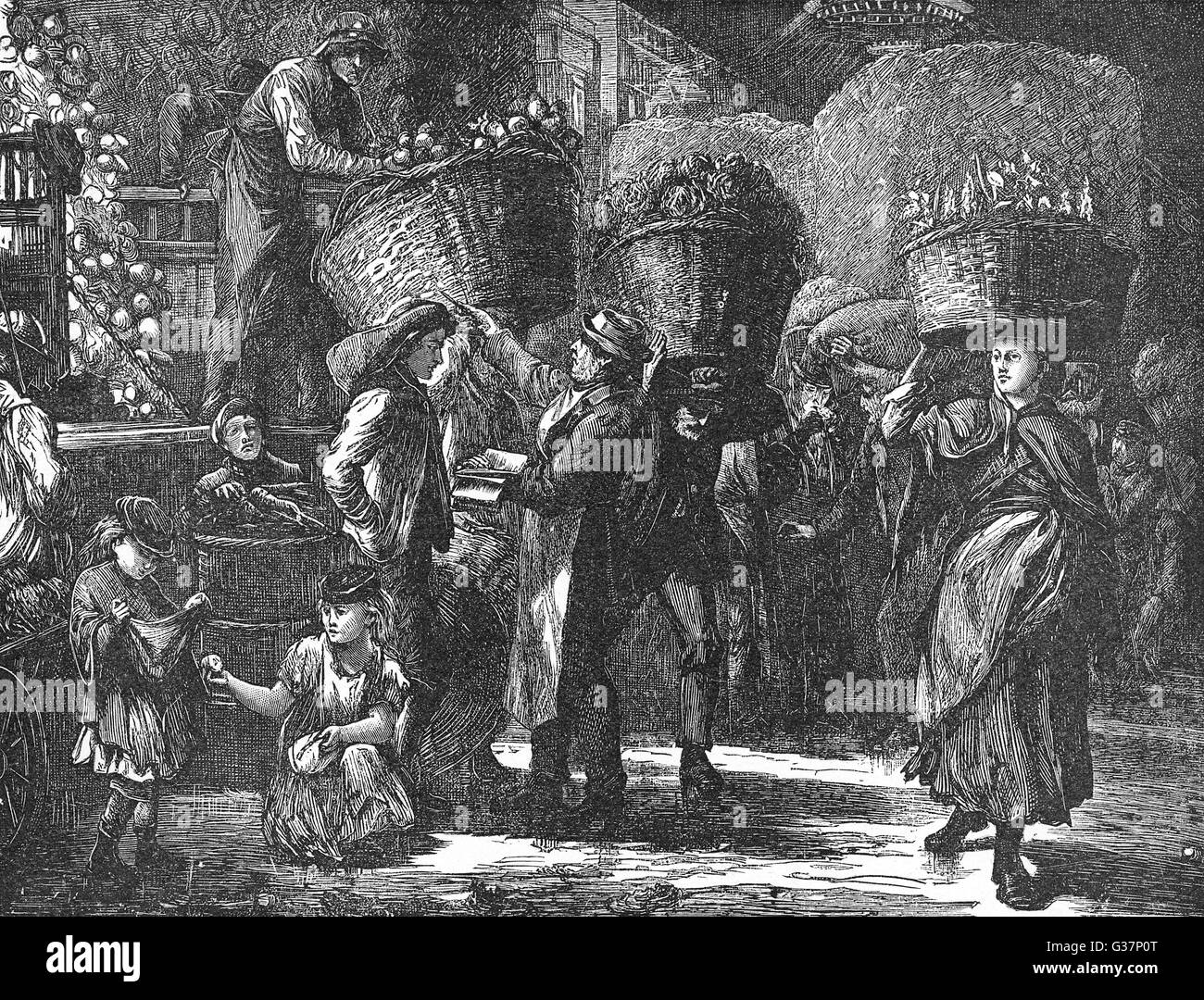 Covent Garden Market Early in the Morning 1871 Stock Photo