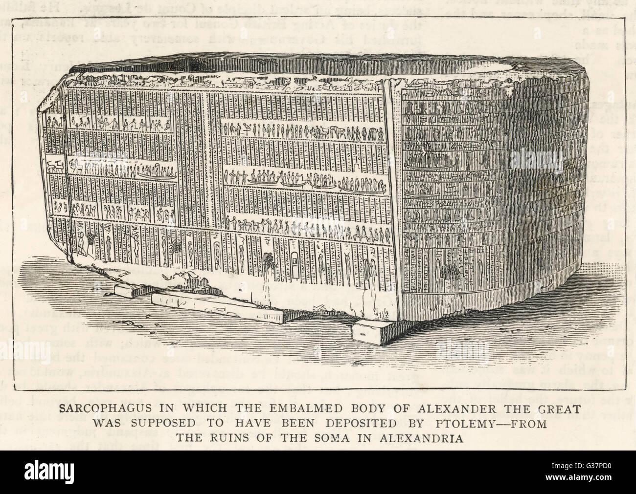 SARCOPHAGUS OF ALEXANDER THE  GREAT, supposed to have been  deposited by Ptolemy - from  the ruins of the Soma in  Alexandria. Stock Photo