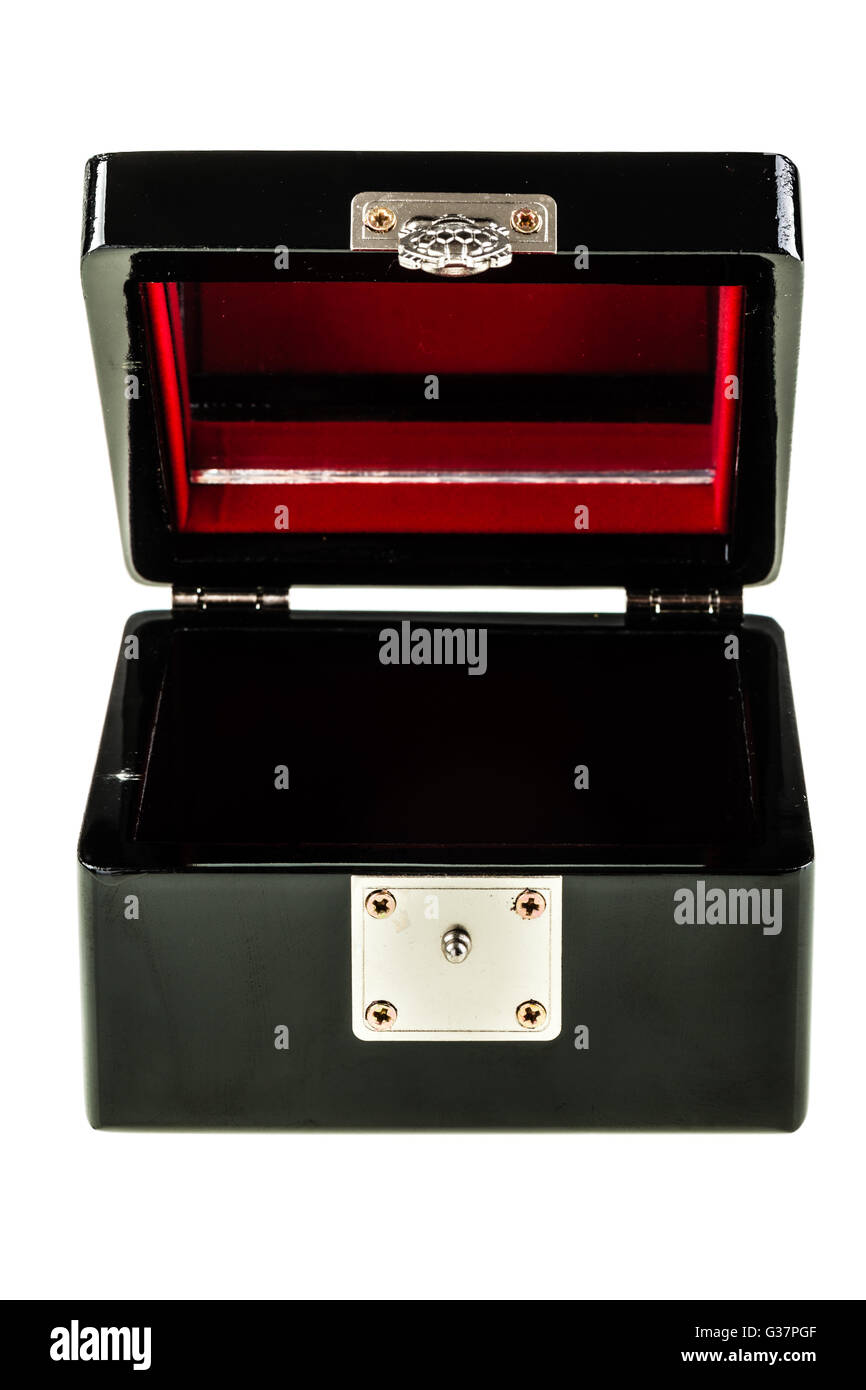 a black jewelry box isolated over a white background Stock Photo