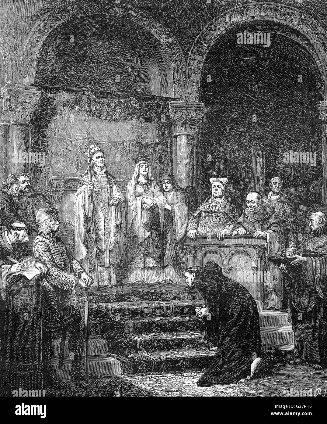 The Holy Roman Emperor HEINRICH IV does penance at Canossa, Modena ...