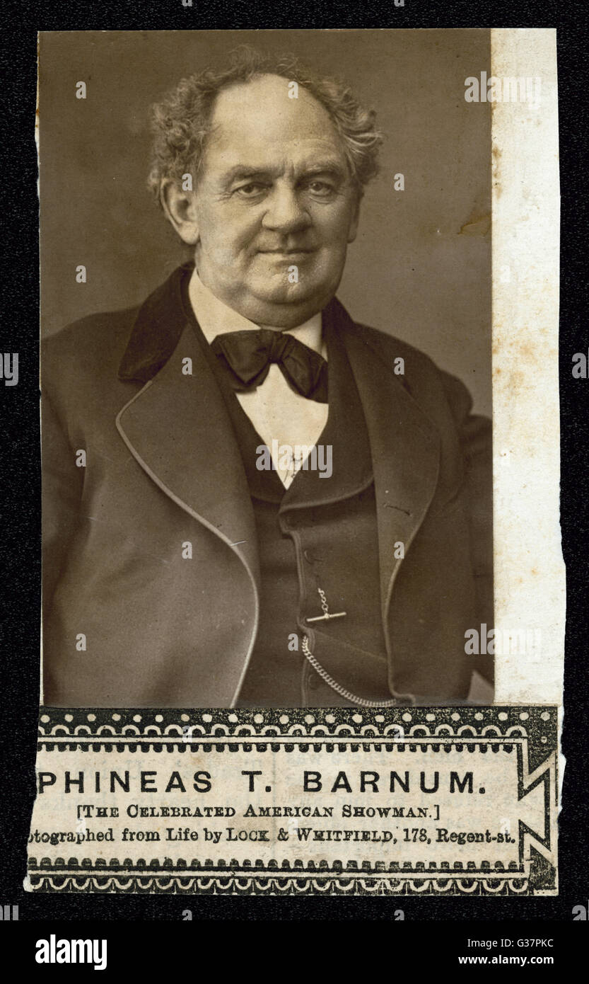 PHINEAS TAYLOR BARNUM American showman Date: 1810 - 1891 Stock Photo ...