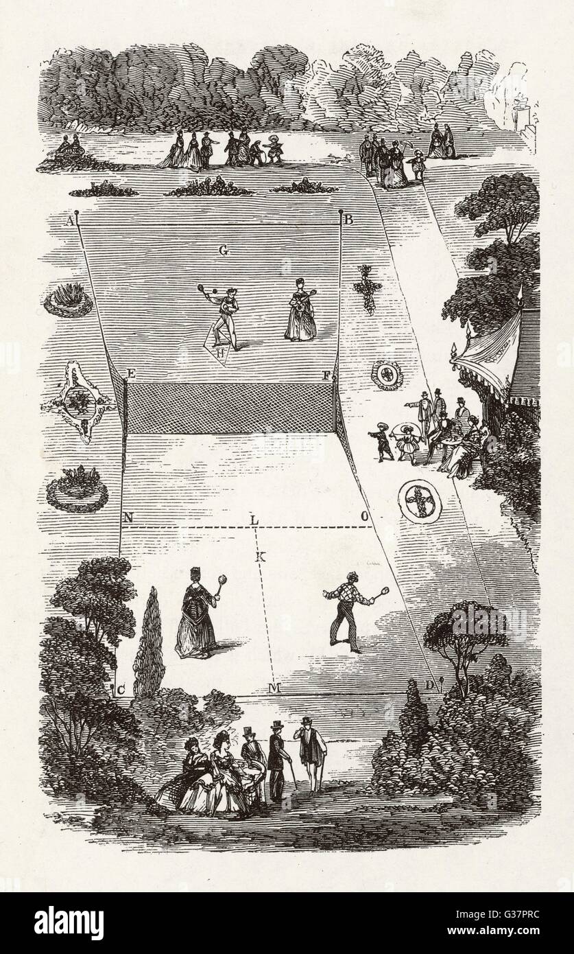 'Sphairiotikon' or 'The  Major's Game', precursor of  Lawn tennis        Date: 1873 Stock Photo