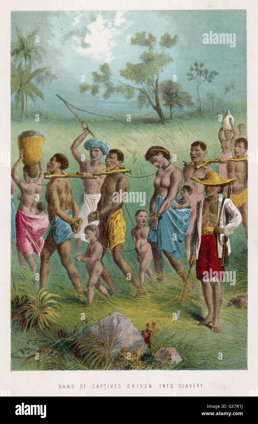 CENTRAL AFRICA a slave convoy, encountered  by Livingstone        Date: circa 1860 Stock Photo