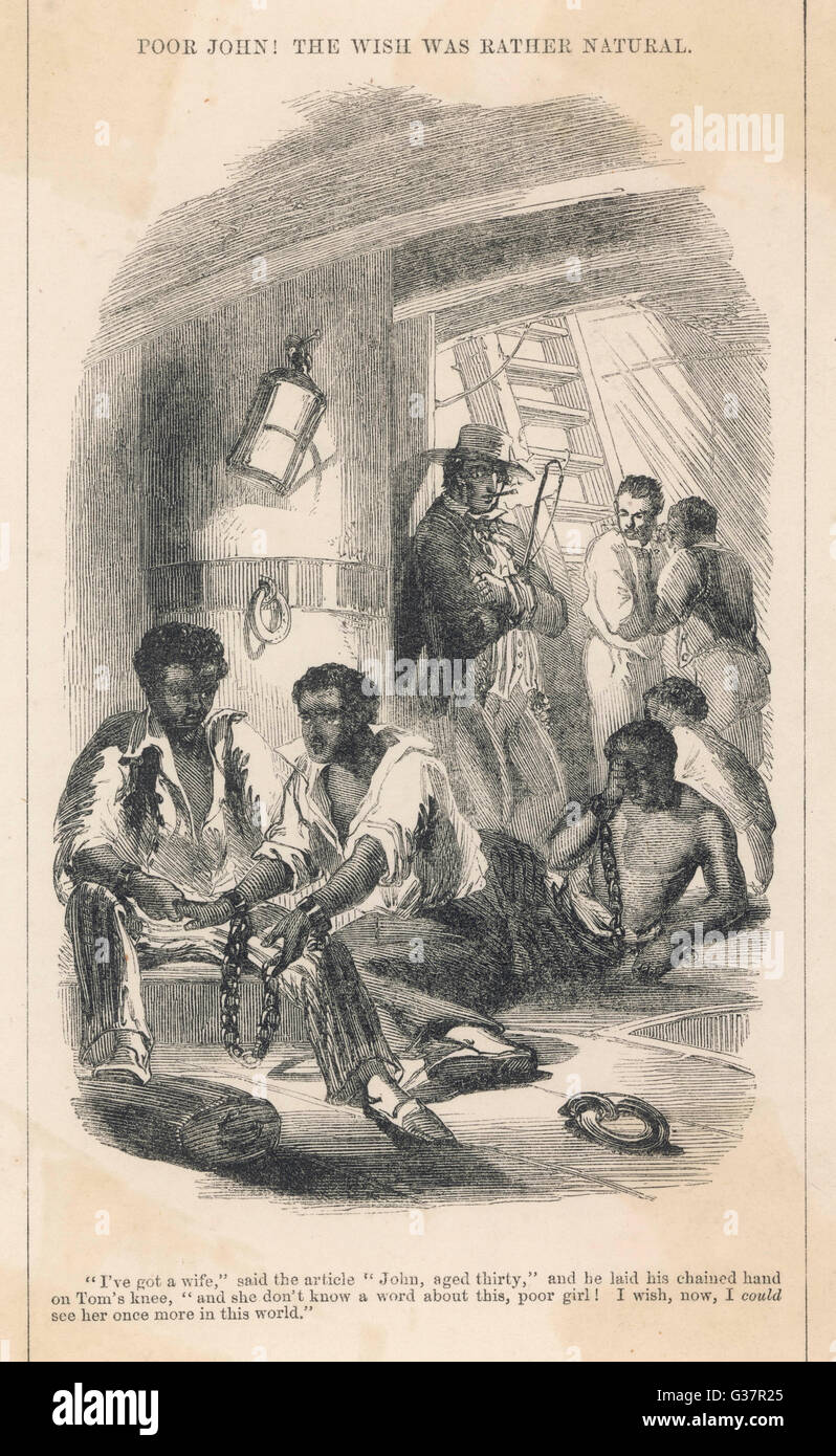 Manacled slaves below decks          Date: 1852 Stock Photo