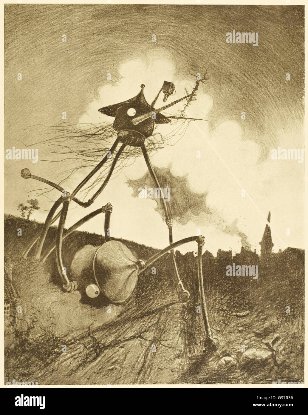 'THE WAR OF THE WORLDS' A Martian fightingmachine in action Stock