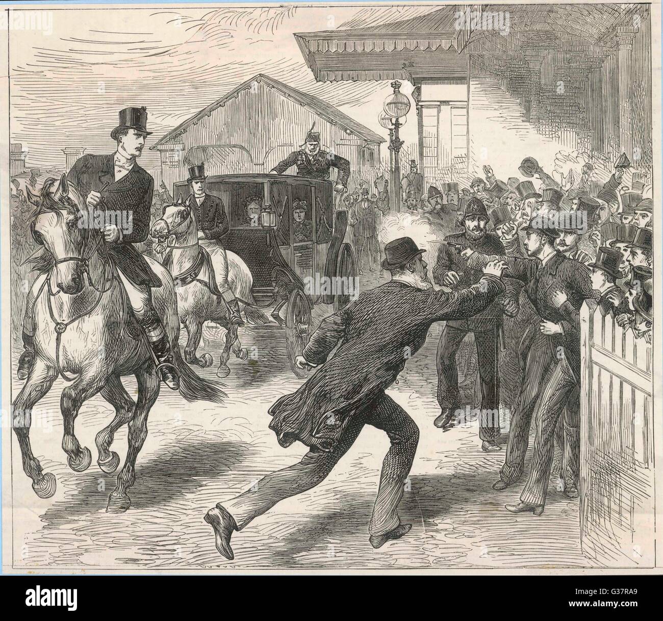 Assassination attempt by  Maclean.         Date: 1883 Stock Photo