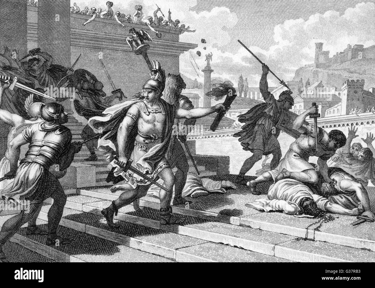 Sulla wages civil war against  Marius, captures Rome and  threatens to destroy it        Date: 86 BC Stock Photo