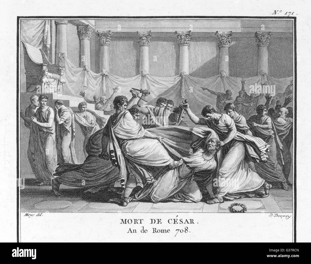 Julius Caesar is assassinated  in the Senate by Brutus and  his companions        Date: 15 March 44 BC Stock Photo