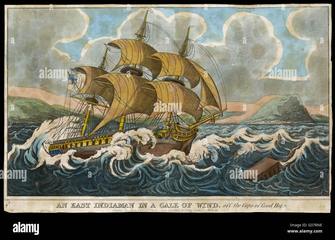 An East Indiaman in a gale  off the Cape of Good Hope         Date: 1836 Stock Photo