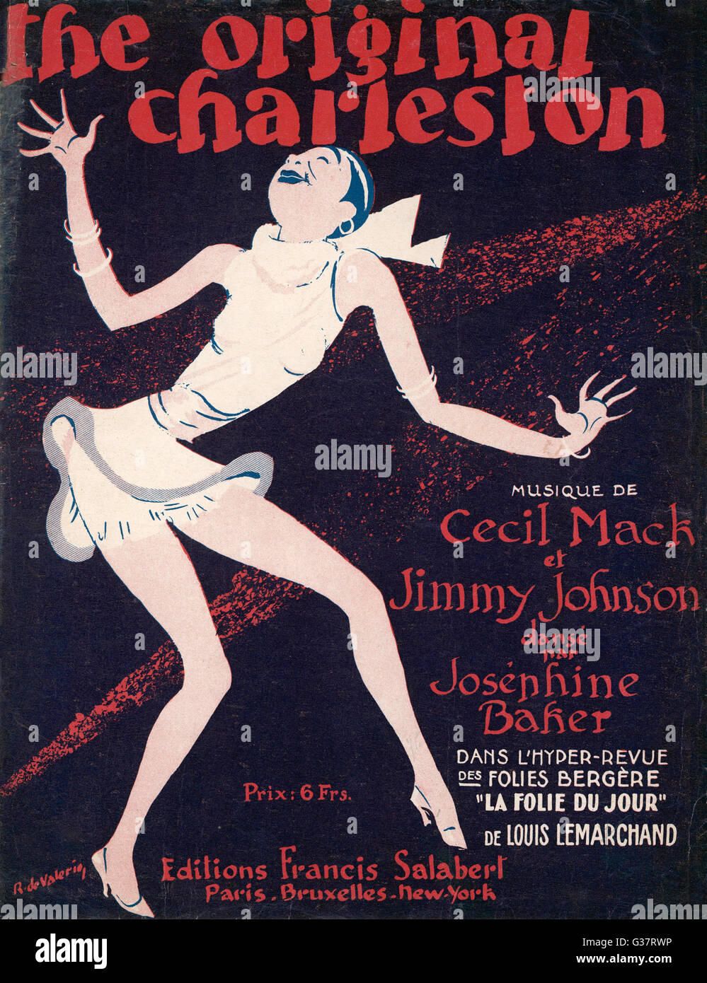 'THE ORIGINAL CHARLESTON' as danced by Josephine Baker  at the Folies-Bergere, Paris        Date: 1923 Stock Photo