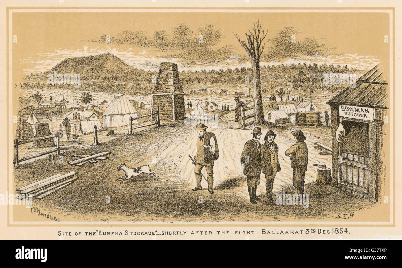 BALLARAT Site of the 'Eureka Stockade',  shortly after the fight        Date: 3 December 1854 Stock Photo