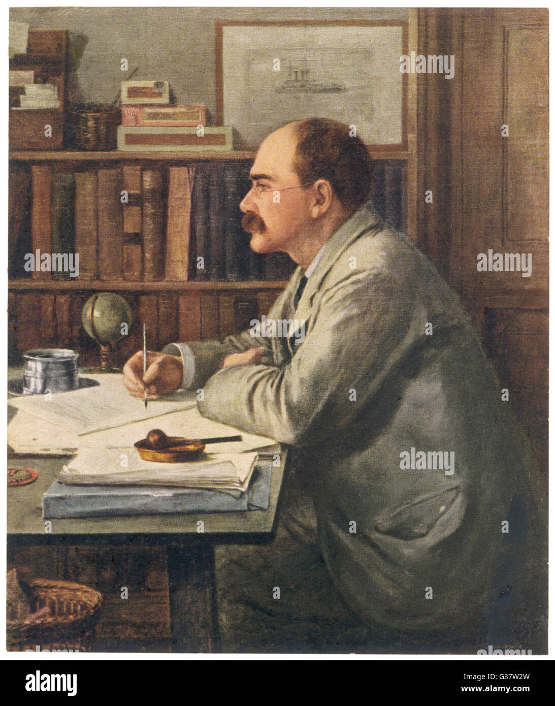 English writer, Rudyard Kipling (1865-1936) working at his desk. Date:  Circa 1897 Stock Photo - Alamy