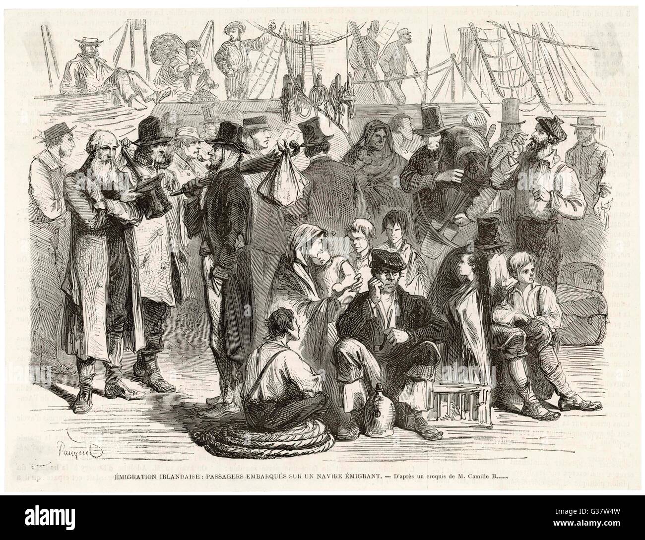 Emigrants Irish emigrants on board the steamship which will carry them to a new ...