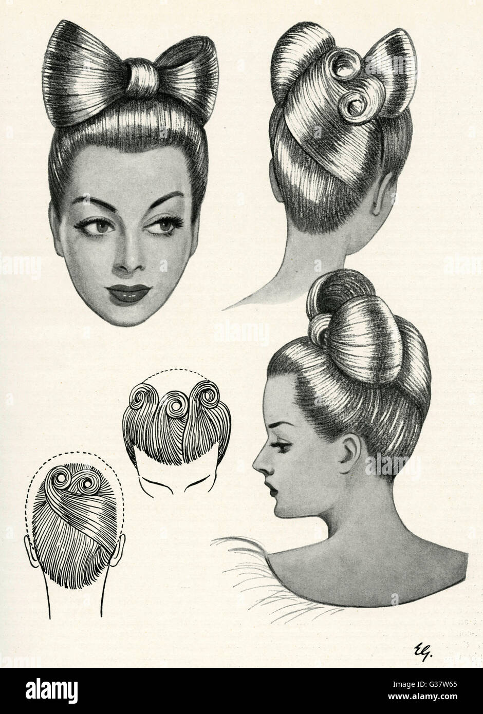 1940s hairstyle - Bow Stock Photo