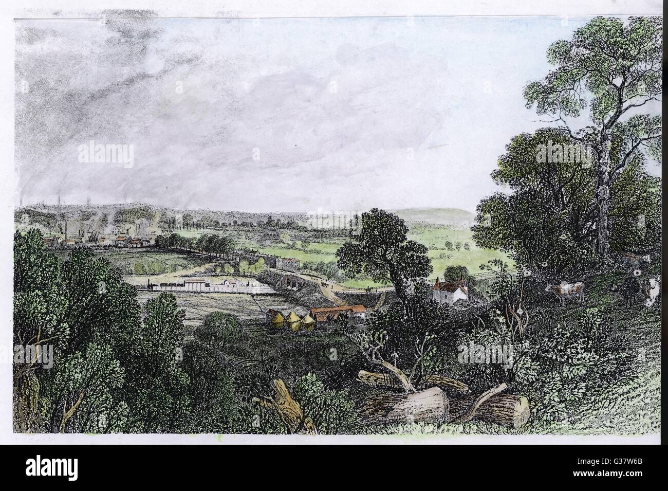 'The Potteries',  Staffordshire, viewed from Basford        Date: circa 1840 Stock Photo