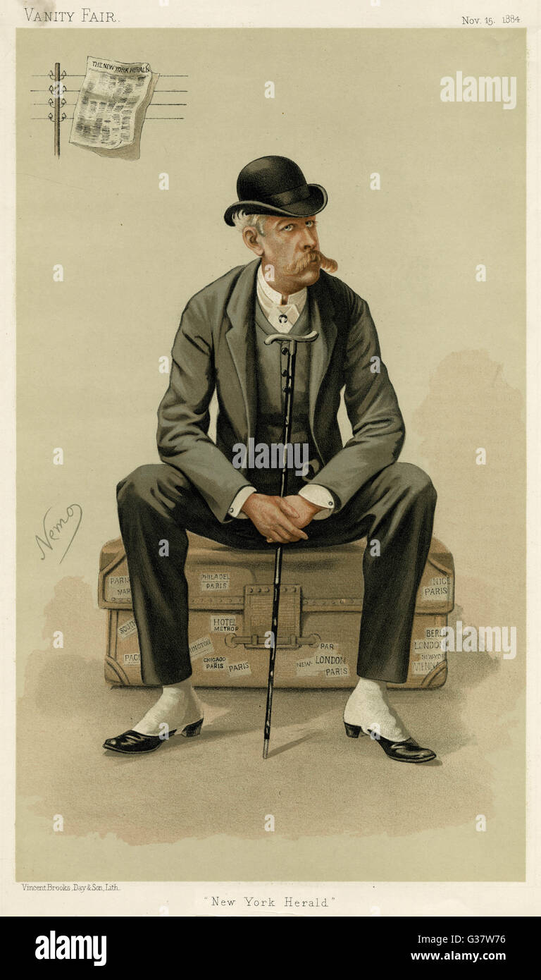 JAMES GORDON BENNETT (JUNIOR) American editor : established  New York Evening Telegram,  sent Stanley to find  Livingstone and financed  various other expeditions     Date: 1841 - 1918 Stock Photo