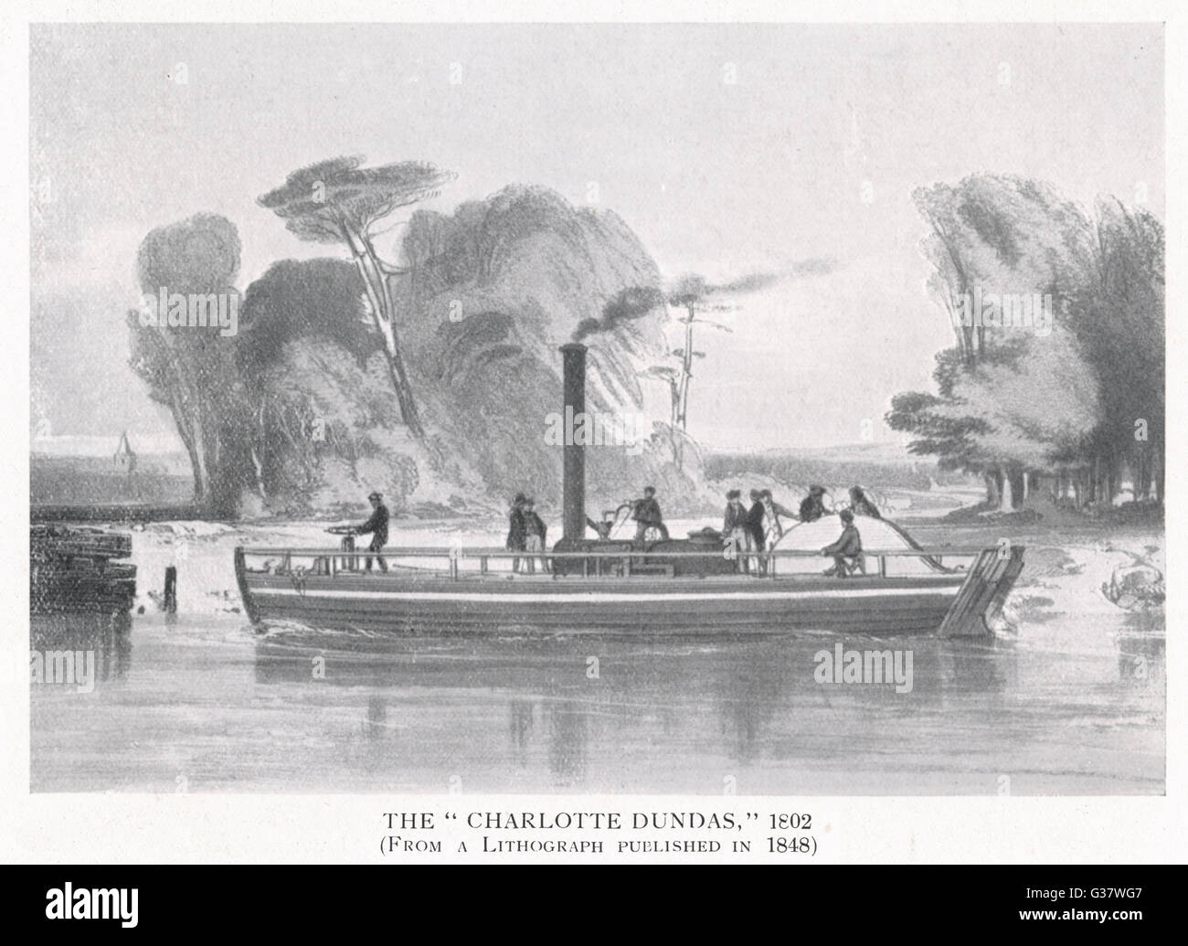 William Symington's 'Charlotte  Dundas', the first practical  steamboat ; sadly, his plans  were not taken up and he died  in poverty      Date: 1802 Stock Photo