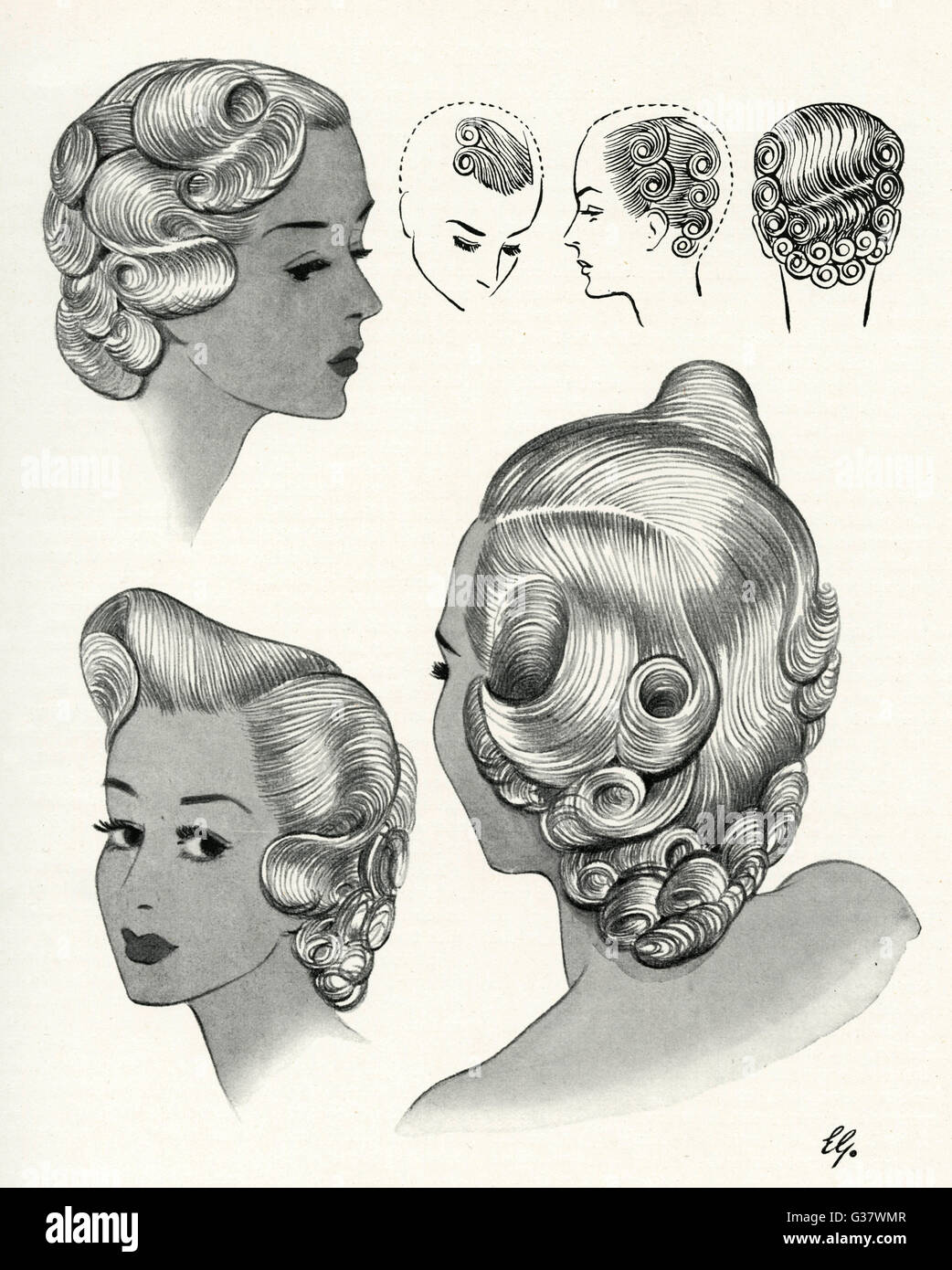 Trafalgar hairstyle 1940s Stock Photo