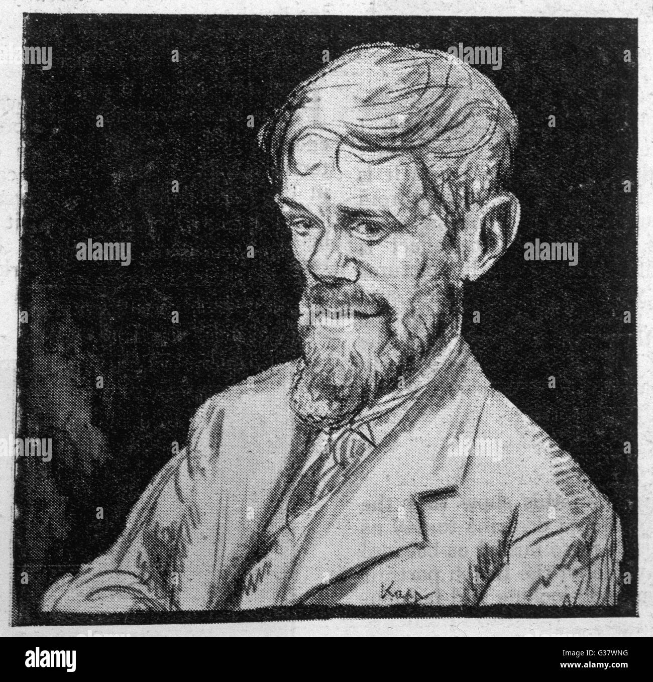 D H LAWRENCE  English novelist  Sketch      Date: 1885 - 1930 Stock Photo