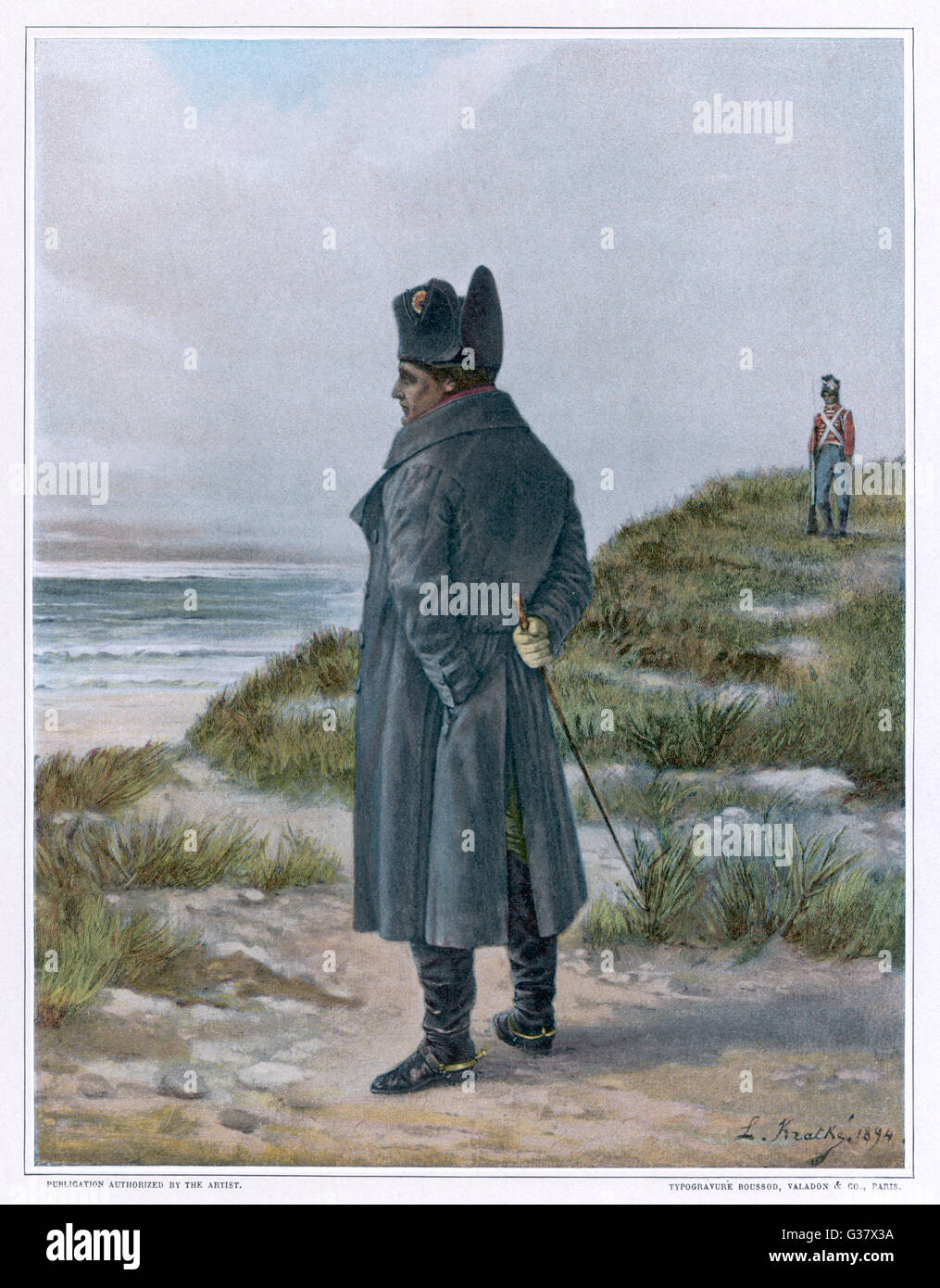 NAPOLEON I French emperor exiled to Saint Helena (guard in background)       Date: 1769 - 1821 Stock Photo