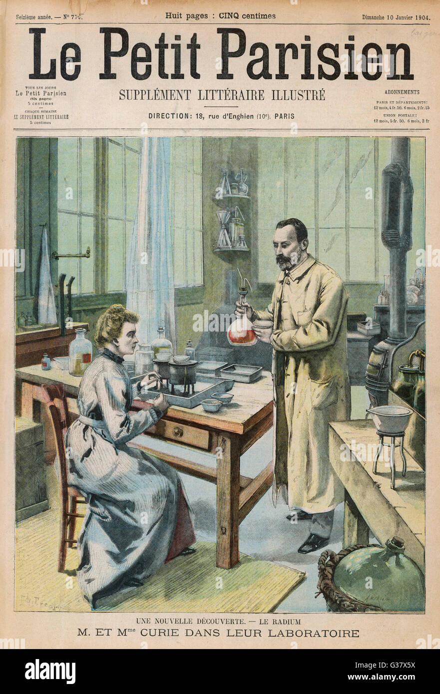 MARIE AND PIERRE CURIE French scientists in their laboratory Date 1867