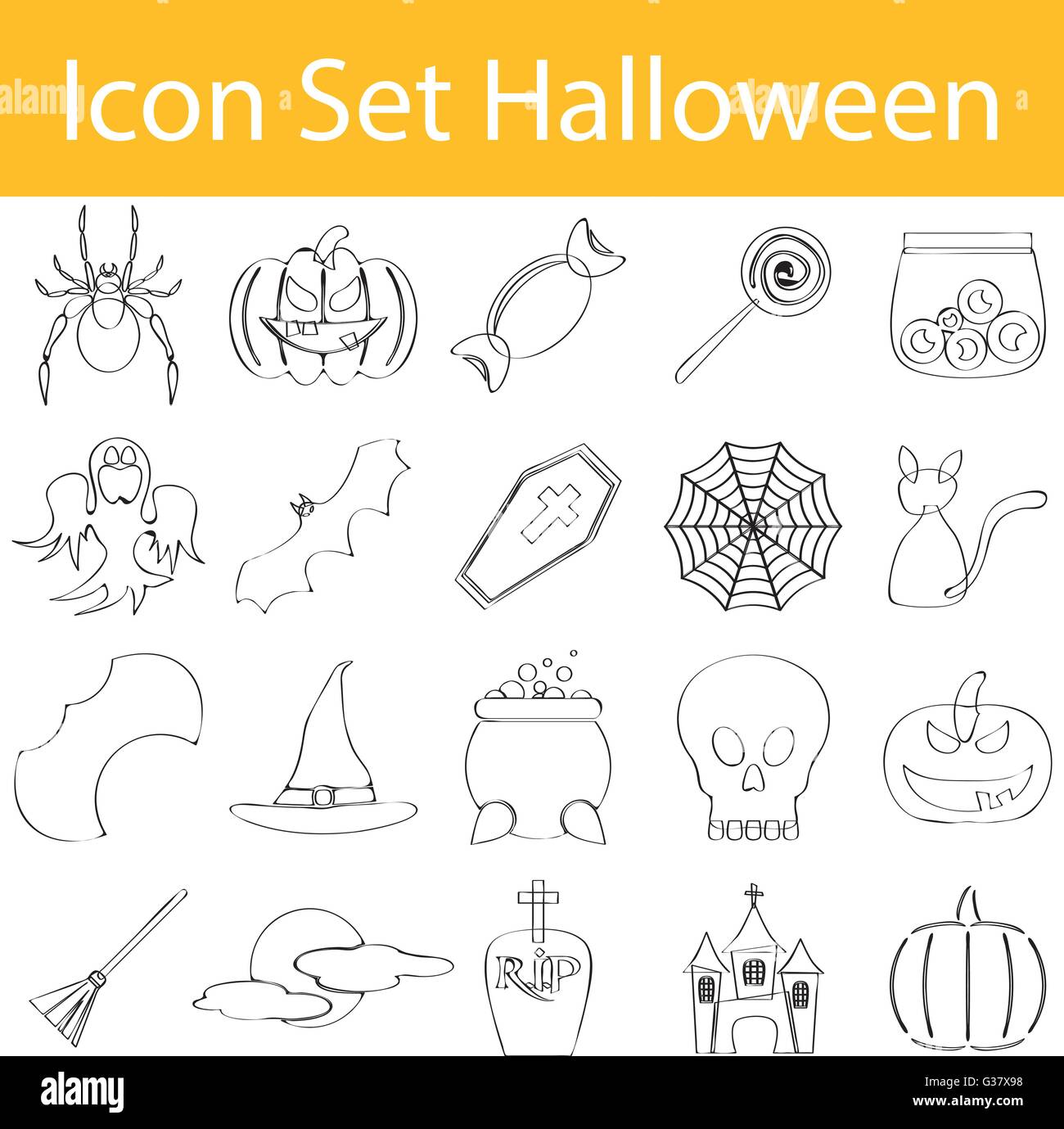 Cute cartoon skull and pumpkin Halloween doodle element. 24864836 PNG