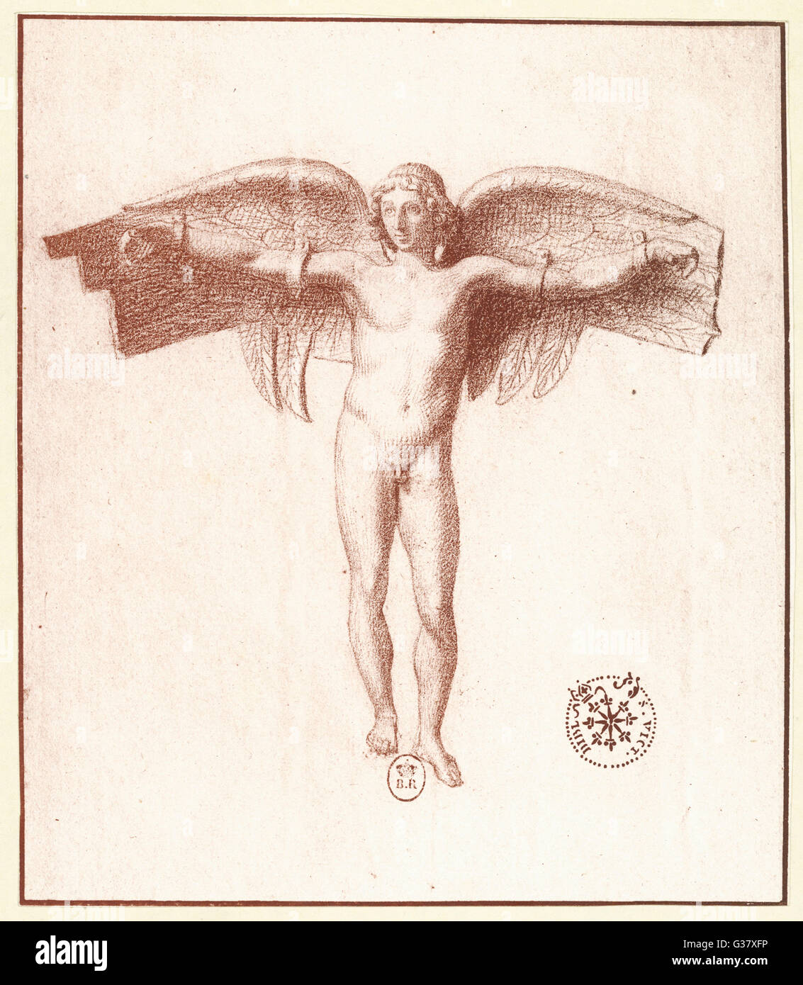 Icarus, with a quite  inadequate pair of wings Stock Photo