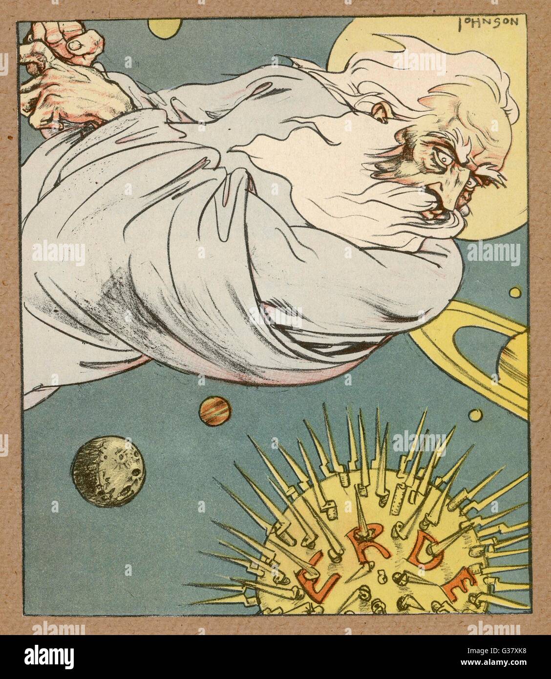 Creator god appalled by his own creation, 1931. Stock Photo