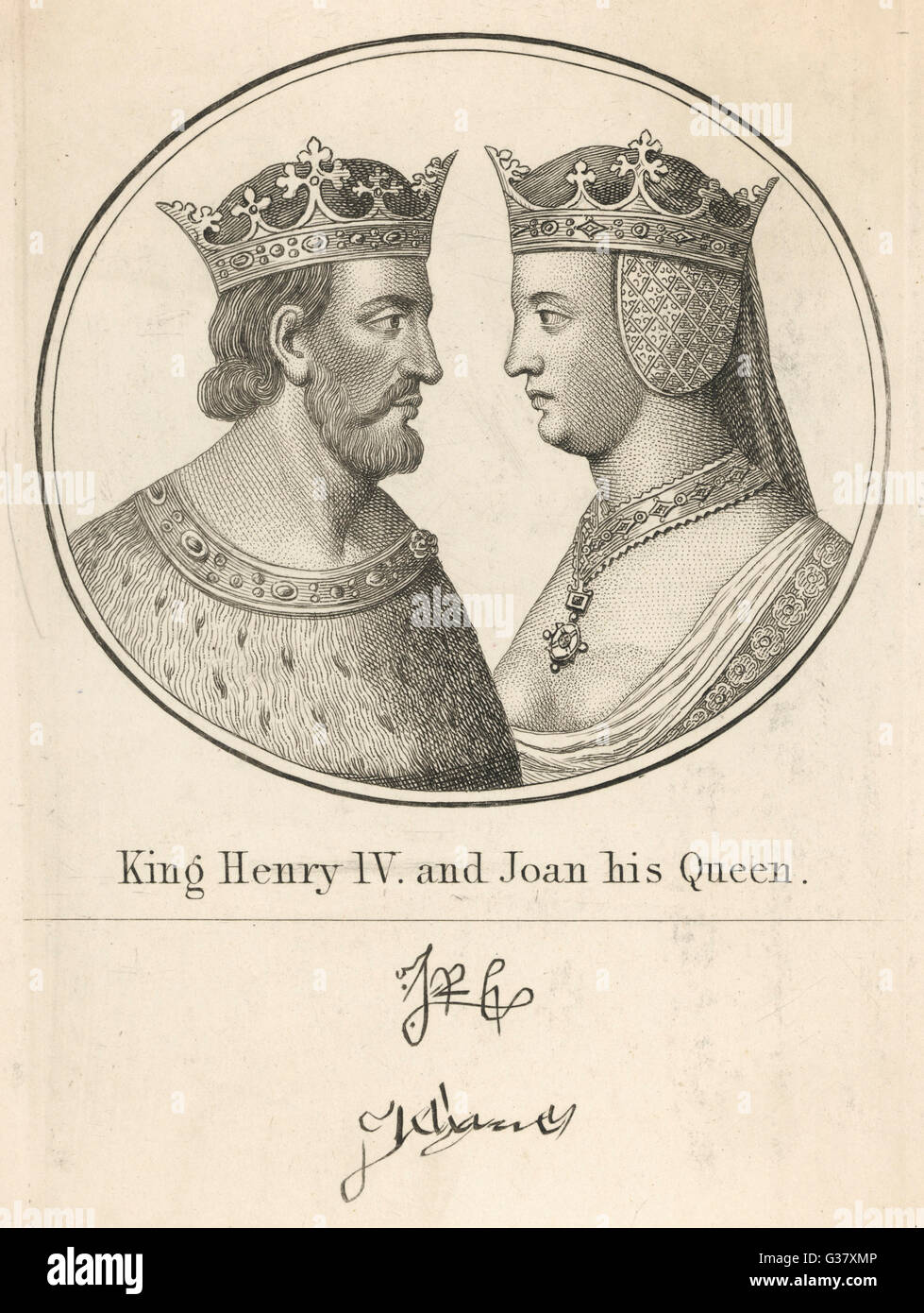 HENRY IV King of England(1366-1413) with his second wife, Joan of Navarre(1370-1437) Stock Photo