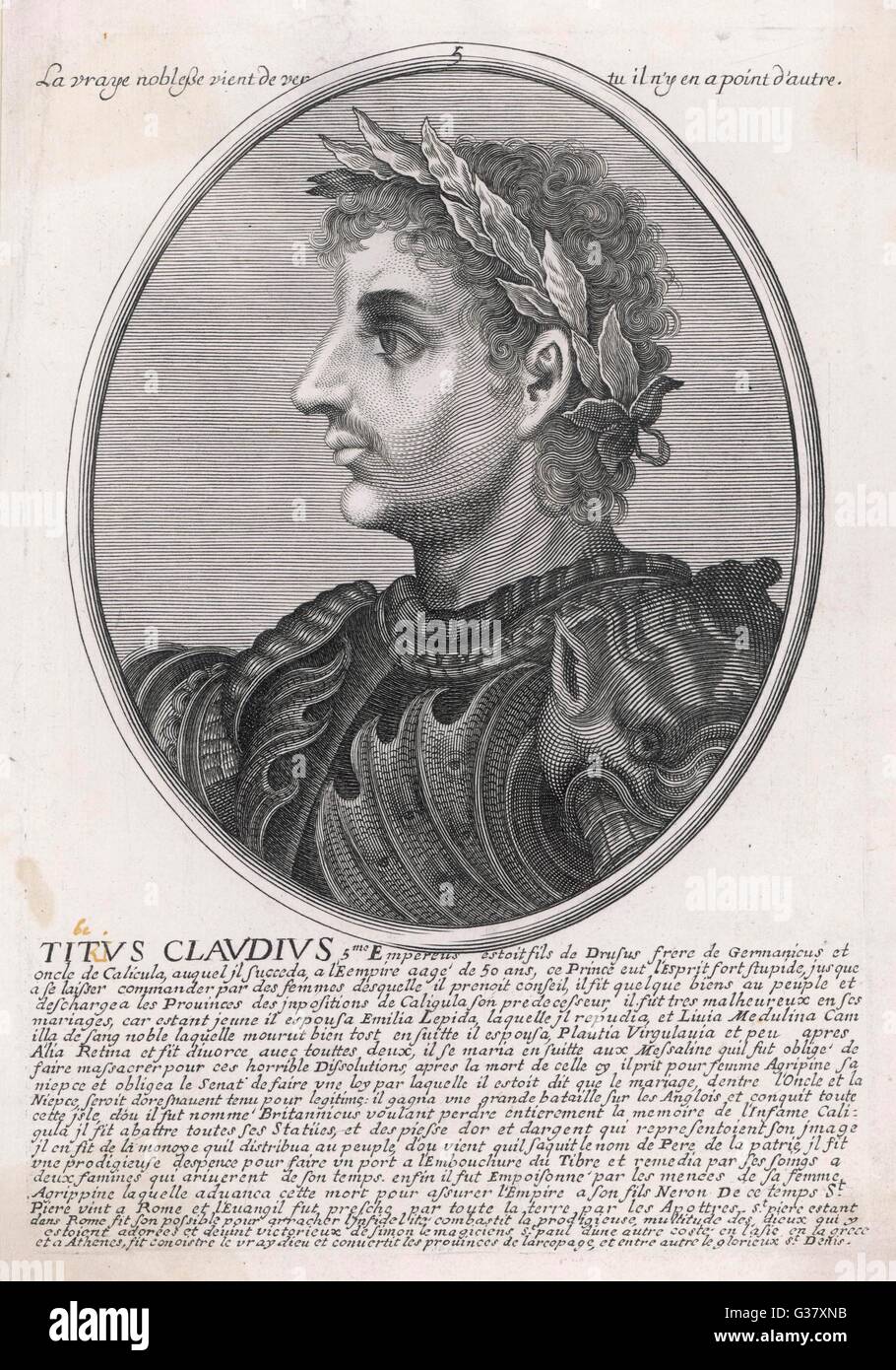 Roman Emperor Claudius I Stock Photo