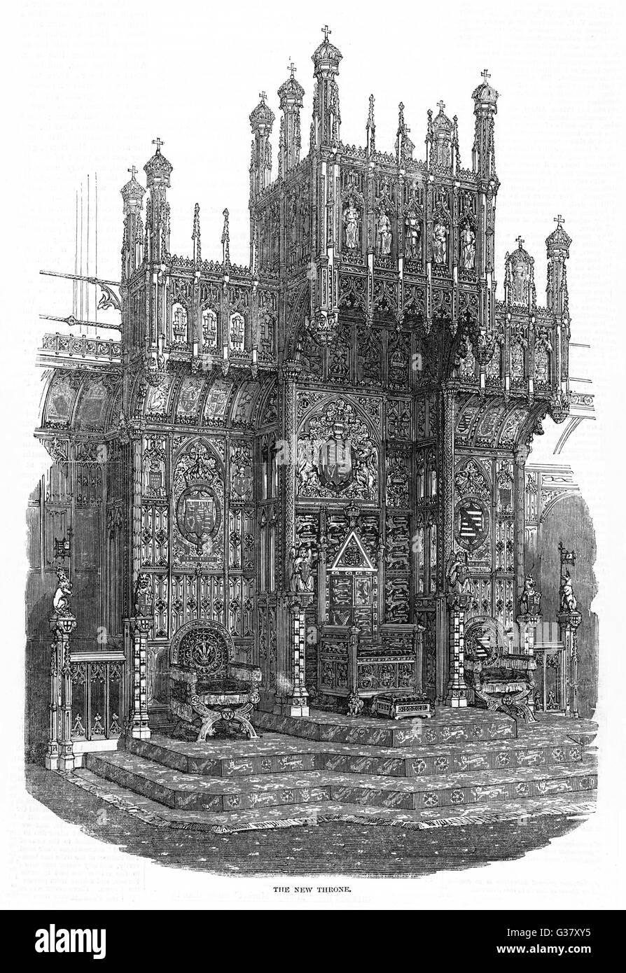 The Throne in the House of Lords, 1847 Stock Photo