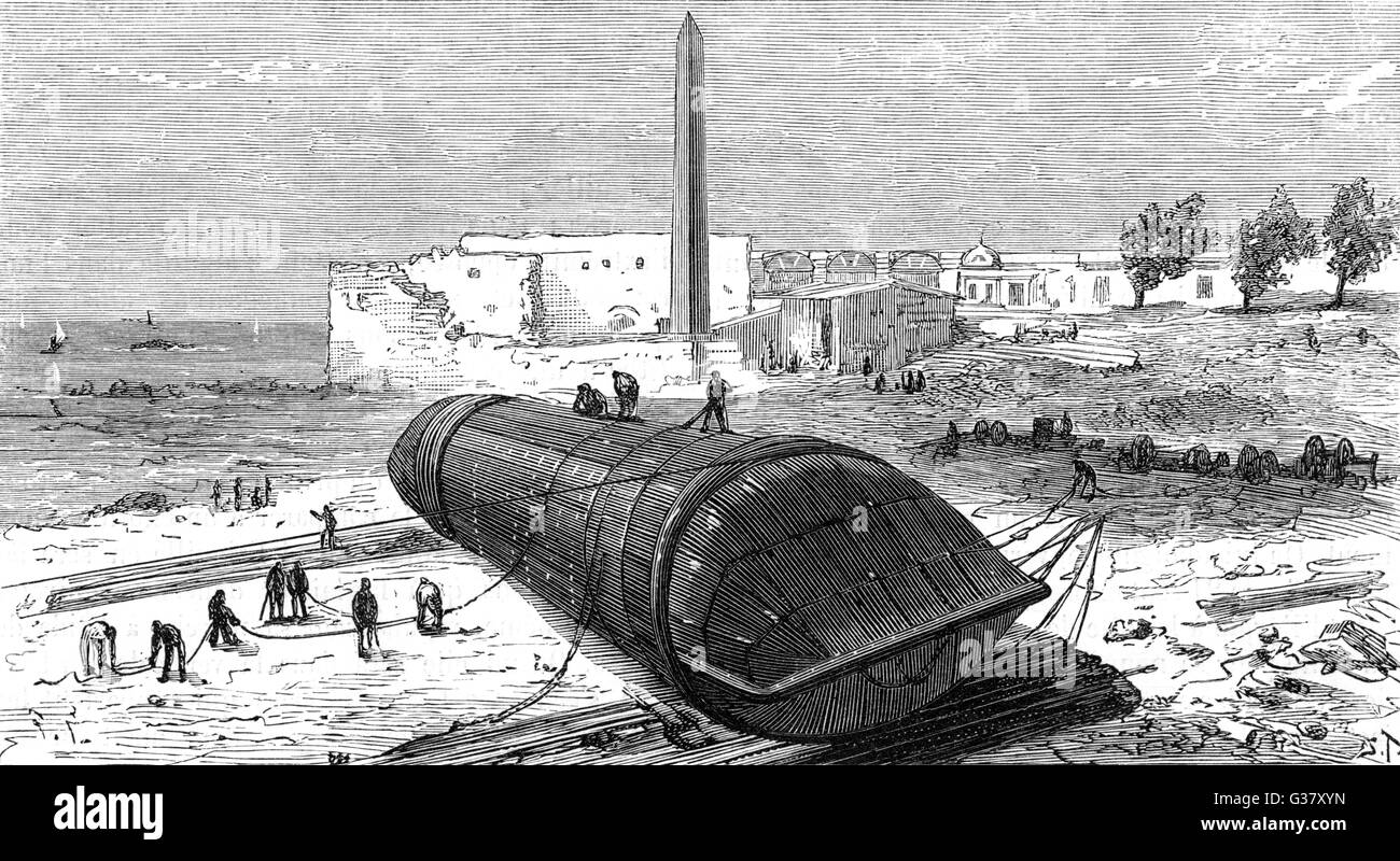 Transporting the obelisk: embarkation of Cleopatra's needle Stock Photo