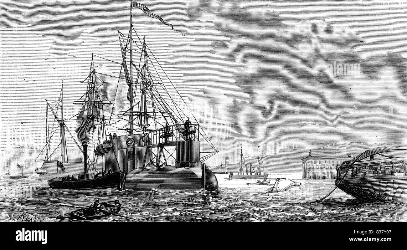 Transporting the obelisk: Cleopatra's needle at Gravesend. Stock Photo