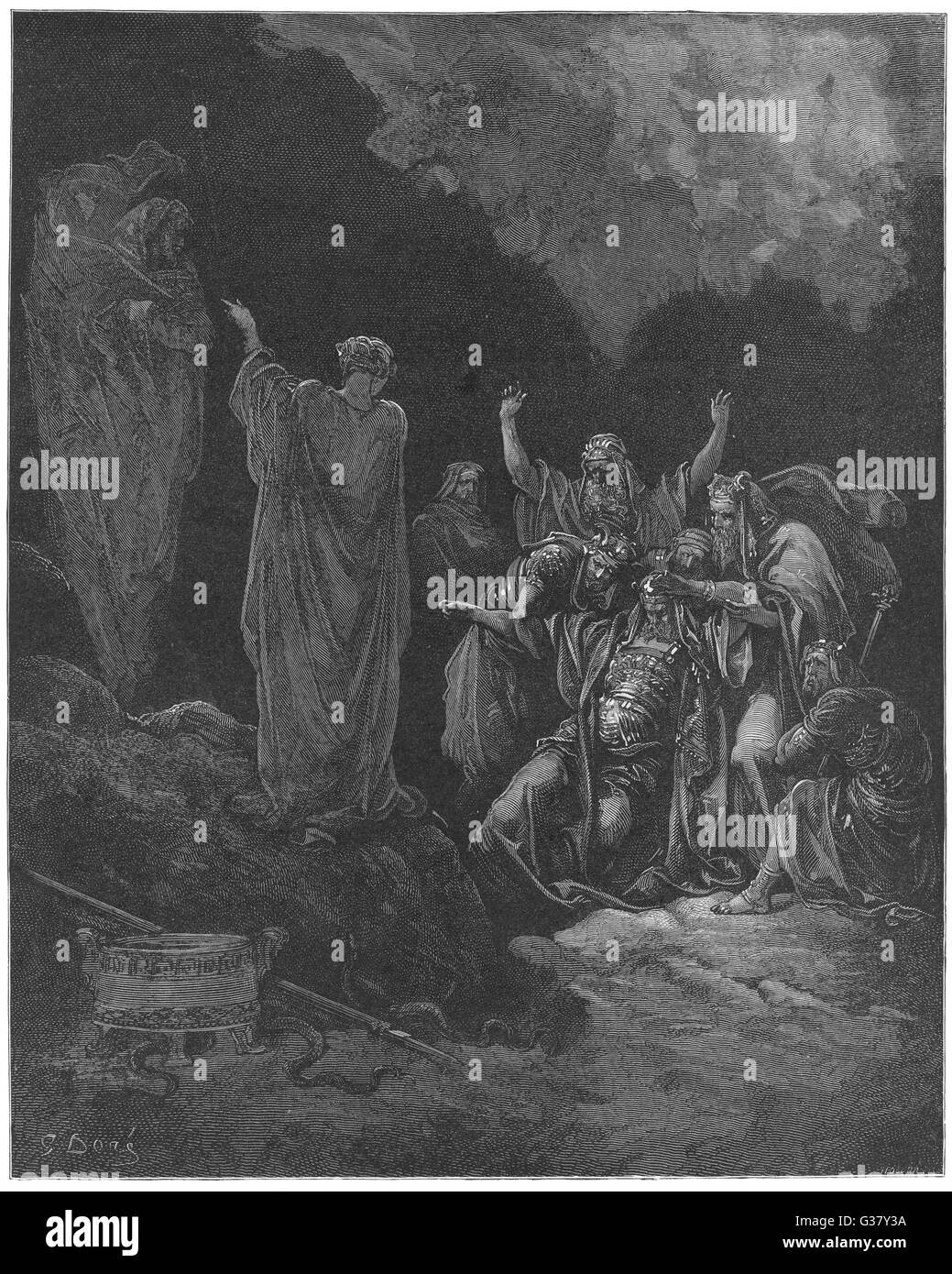 Summoning the dead: the Witch of Endor and Samuel's spirit Stock Photo ...