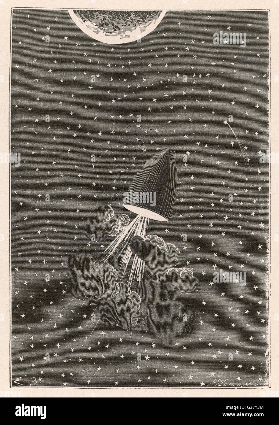 Verne: Illustration from Round the Moon(Autour de la Lune) Stock Photo