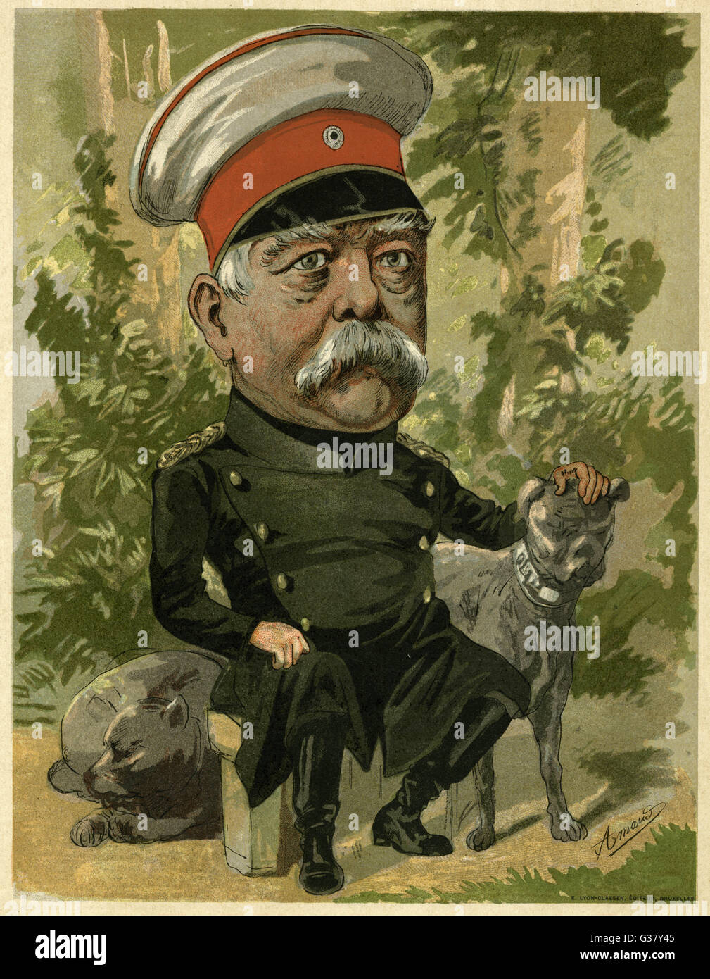 Otto Eduard Leopold Bismarck (1815-1898): a mild caricature. Stock Photo