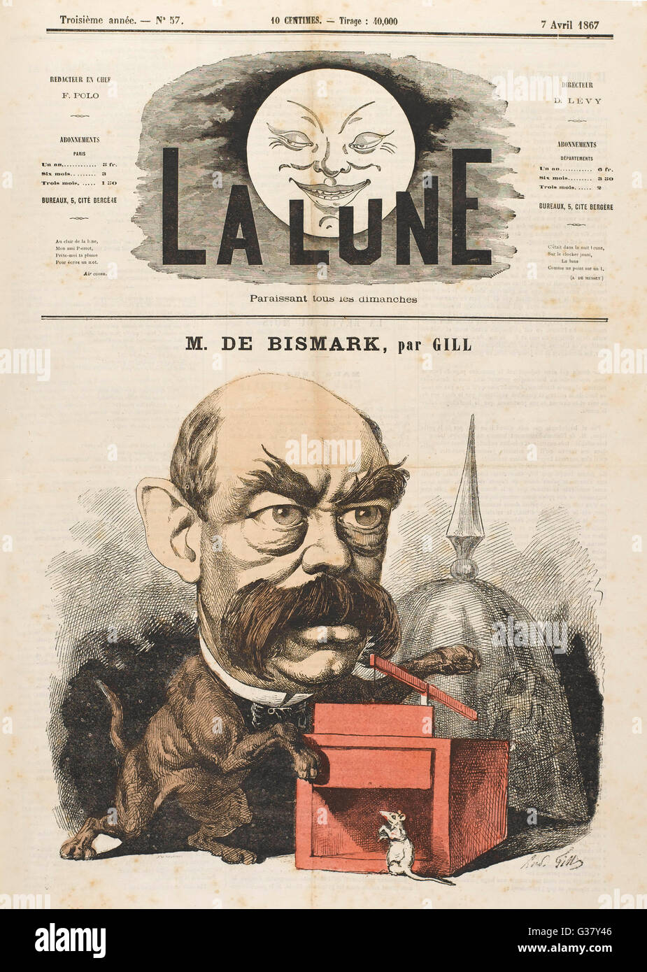 Otto von Bismarck cartoon, depicting him with mousetrap,1867 Stock Photo