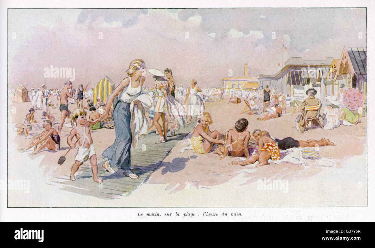 French Riviera beach scene 1938 Stock Photo