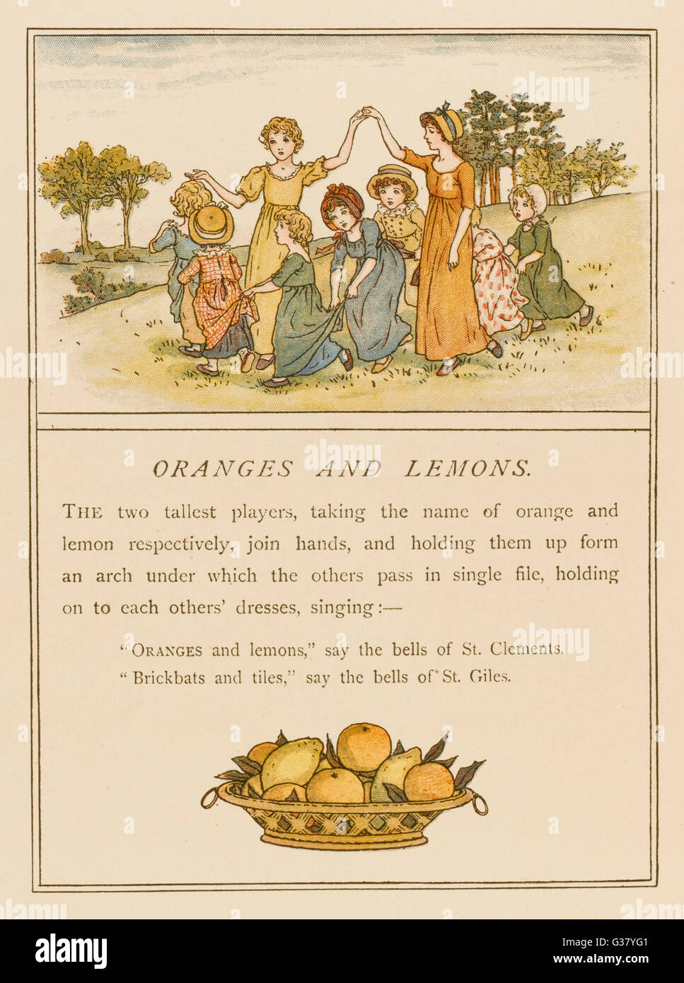 Children playing 'Oranges and Lemons' game Stock Photo Alamy