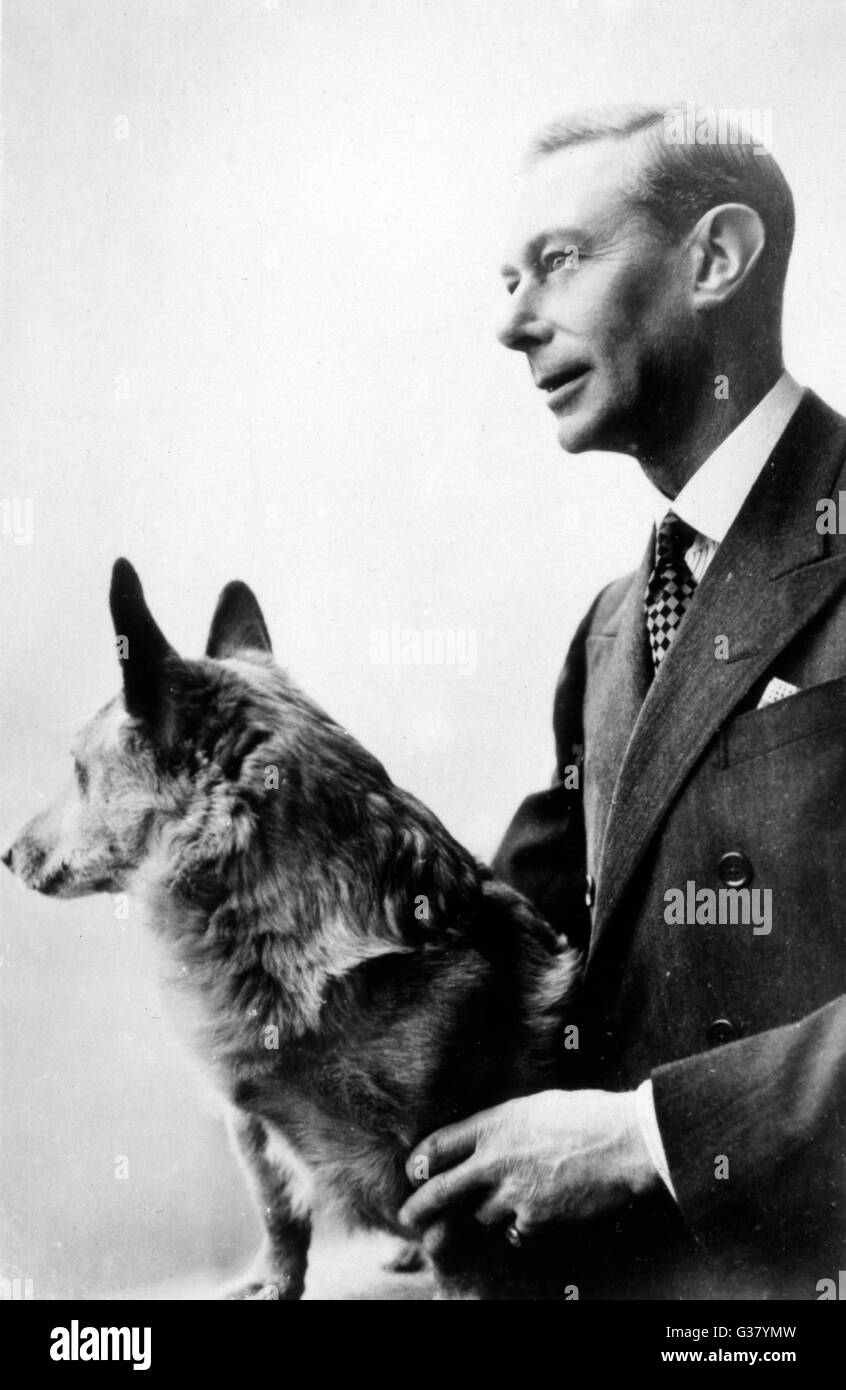 GEORGE VI  with his dog        Date: 1895 - 1952 Stock Photo