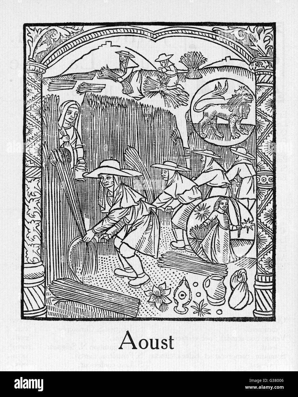 'doit faucher et fener par  plaisir...' [a time to reap and a time to  gather]       Date: 16th century Stock Photo