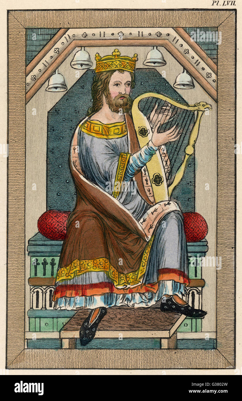 13th century Harpist Stock Photo