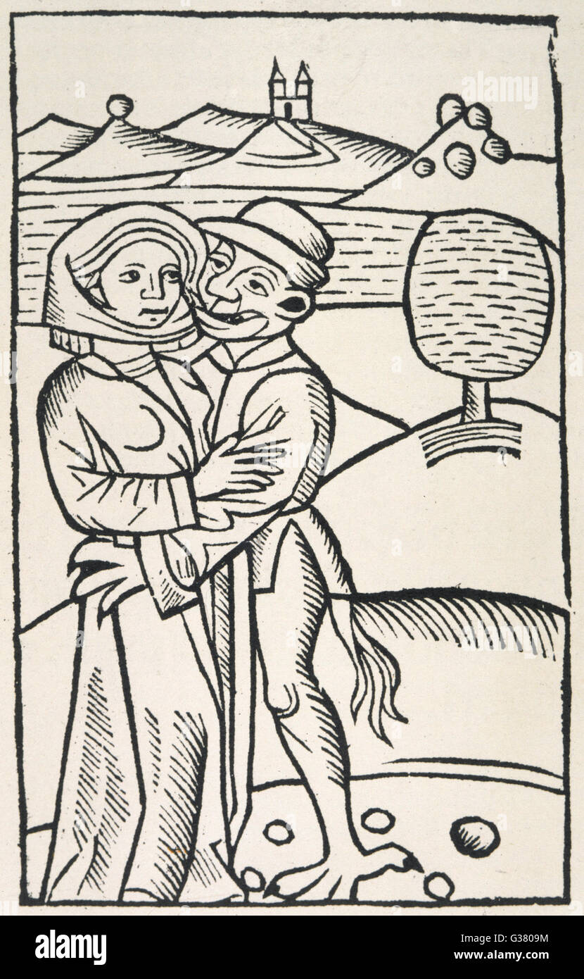 WITCH AND DEVIL Stock Photo