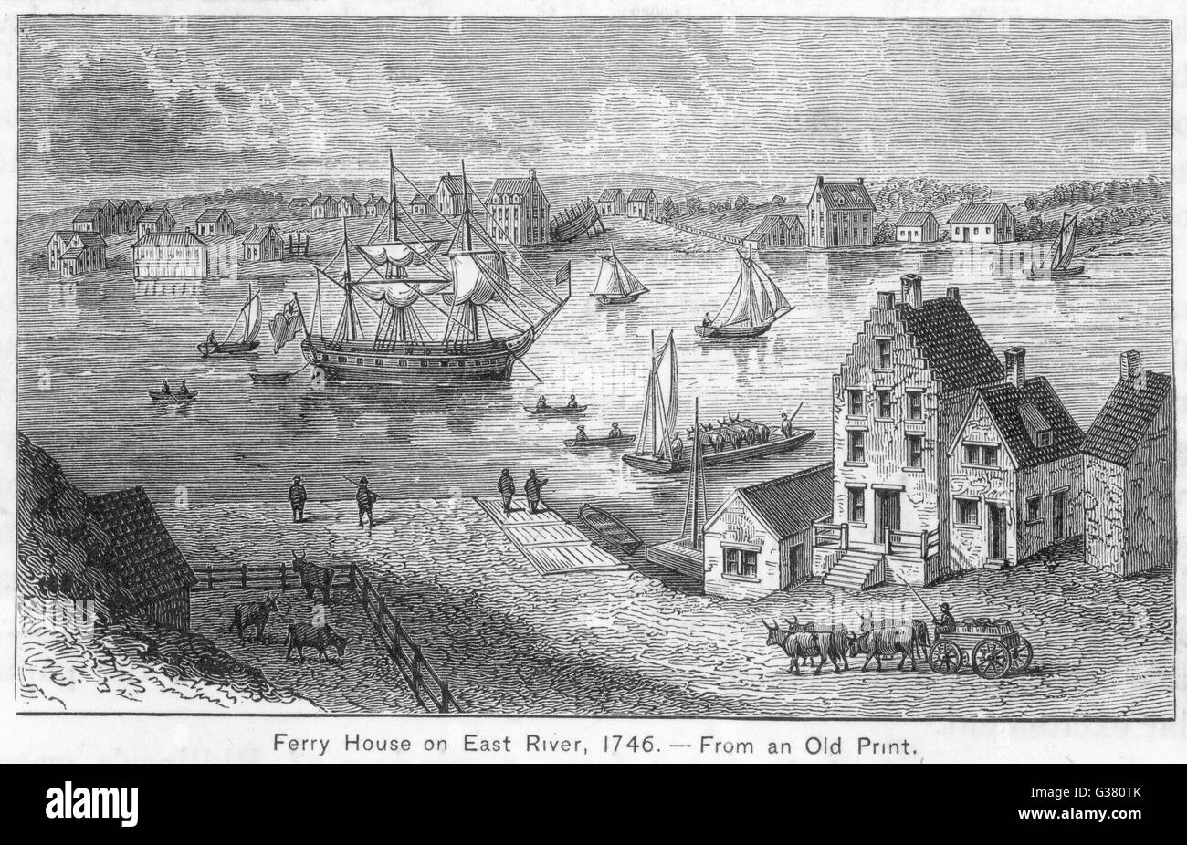 New York: Ferry House on the East River Date: 1746