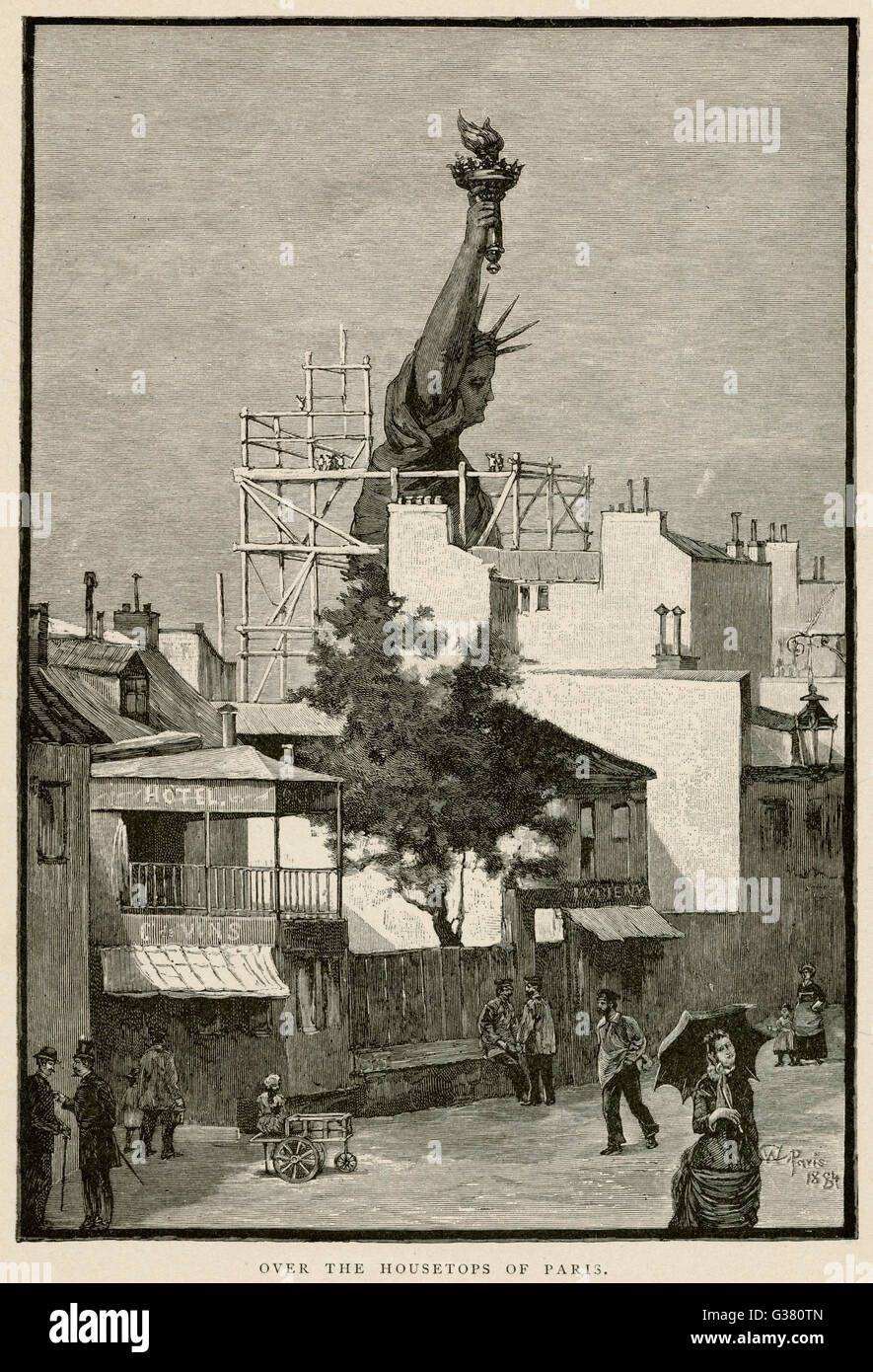 New York:  the Statue of Liberty being made in Paris, before being shipped to New York.     Date: 1884 Stock Photo