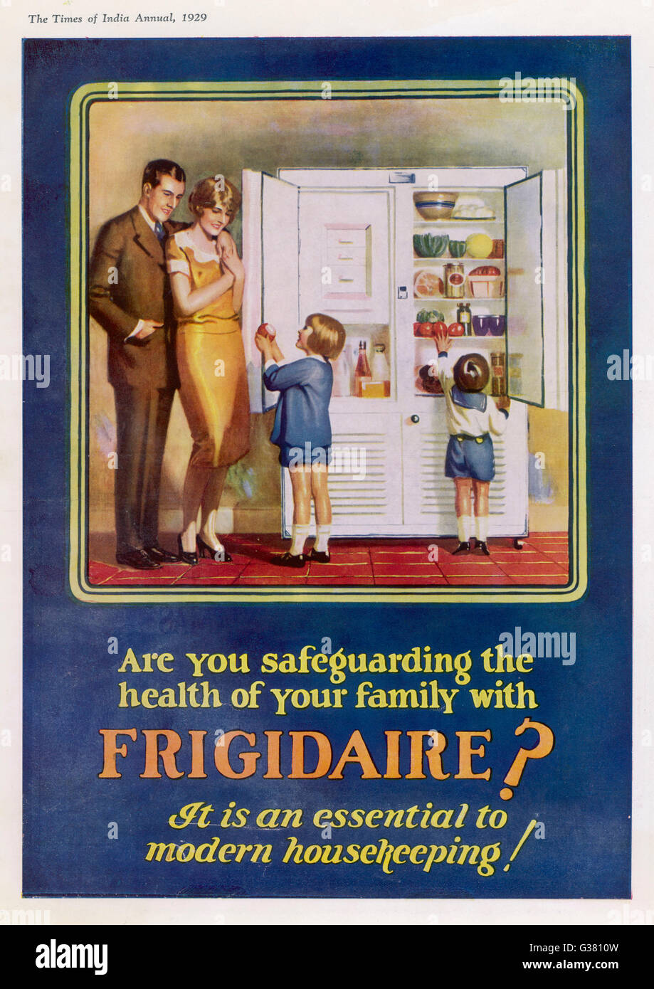 A family happy with their  Frigidaire         Date: 1929 Stock Photo