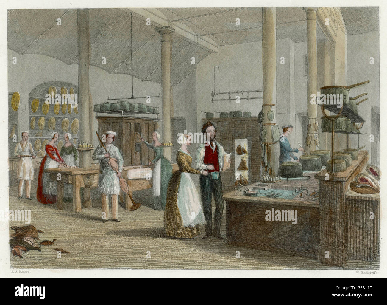 Soyer's kitchen at the Reform  Club, one of the notable  London gentlemen's clubs        Date: 1841 Stock Photo